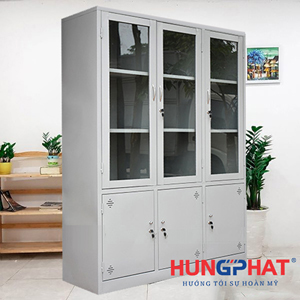 Tủ sắt văn phòng 3 cánh kính